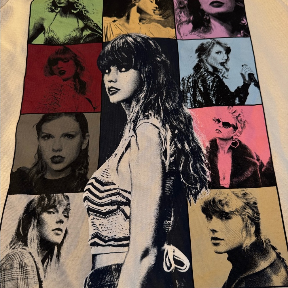 Taylor Swift The Eras Tour Beige Hoodie Unisex Size L Adult Oversized pullover - Picture 2 of 9